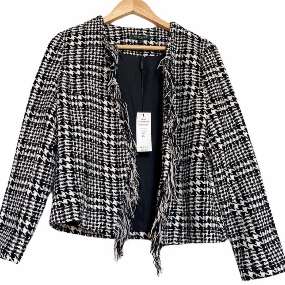 Cynthia Black & White Houndstooth Blazer